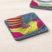 赤と黄色のピエロシューズ懸命プラスチックのコースター コースター (左側)