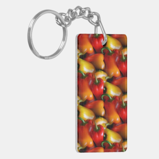赤と黄色のピーパーアクリルキーチェーン キーホルダー (正面左)