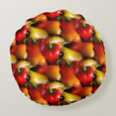 赤と黄色のピーマン丸い枕 ラウンドクッション (裏面)