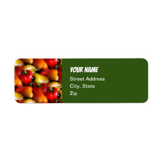 赤と黄色のピーマン差出人住所ラベル ラベル (正面)