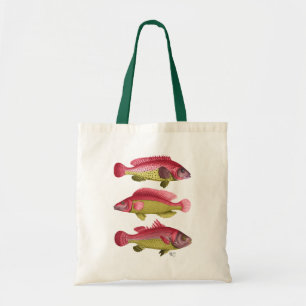 赤と黄色のファンタジー魚トリオ トートバッグ