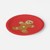 赤と黄色のボタンを持つジンジャーブレッドマン ペーパープレート (アングル)