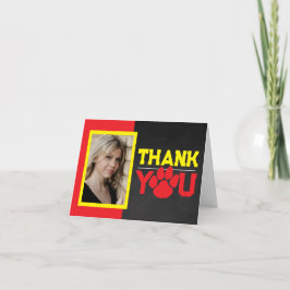 赤と黄色のポープリント卒業2写真折り畳み サンキューカード