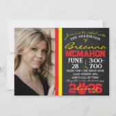 赤と黄色のポープリント卒業2写真 招待状 (正面)