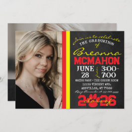 赤と黄色のポープリント卒業2写真 招待状