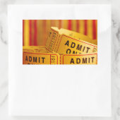 赤と黄色のムービーチケット 長方形シール (バッグ)