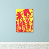 赤と黄色のヤシの木 キャンバスプリント (インサイチュ (ウッドフロア))