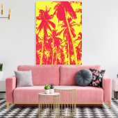 赤と黄色のヤシの木 キャンバスプリント (インサイチュ (リビング))