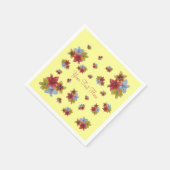 赤と黄色のユリの花のかわいらしフローラ スタンダードカクテルナプキン (角)