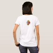 赤と黄色のユリの花のフローラアート Tシャツ (裏面フル)