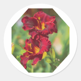 赤と黄色のユリ絵を描の花 ラウンドシール