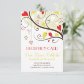 赤と黄色のラブバードのレセプションカード招待状 招待状 (スタンド正面)