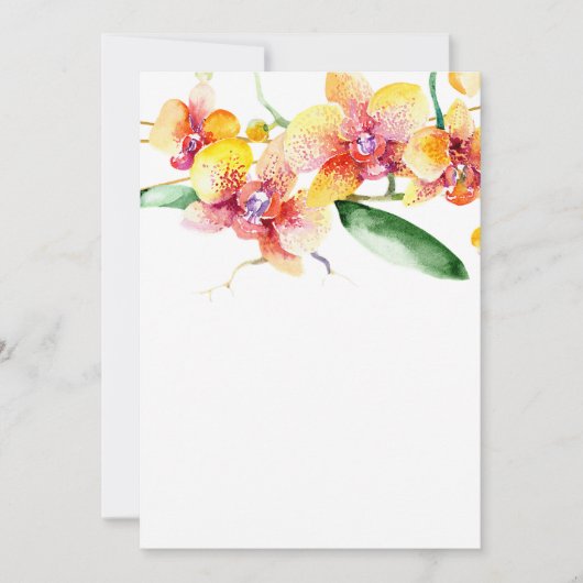 赤と黄色のラン空白の結婚ス 招待状 (正面)