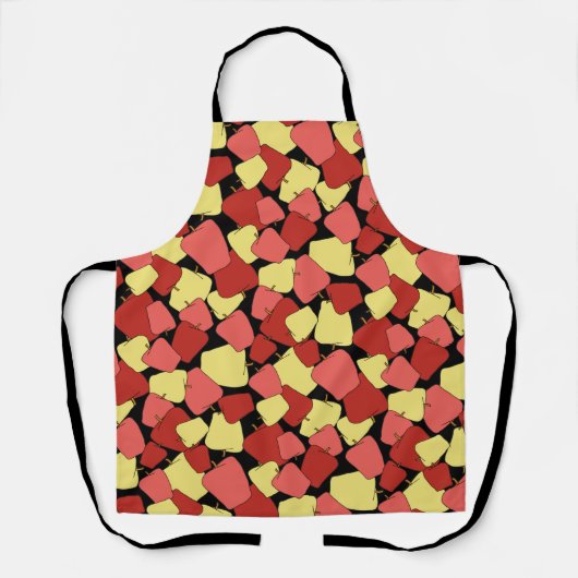 赤と黄色のリンゴのパターン装飾用クッション エプロン (正面)