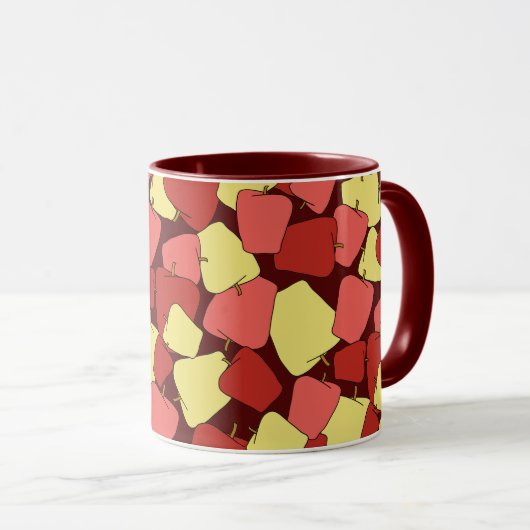赤と黄色のリンゴのパターン マグカップ (正面右)