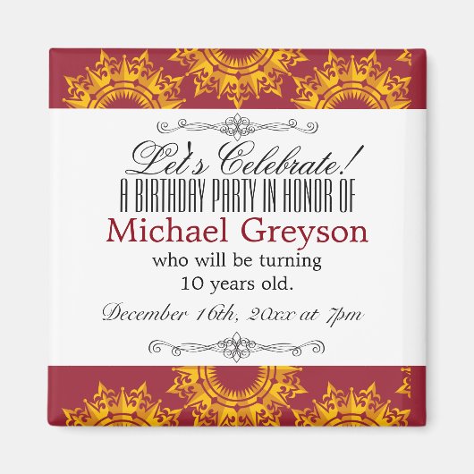 赤と黄色のロイヤリティプリント マグネット (正面)