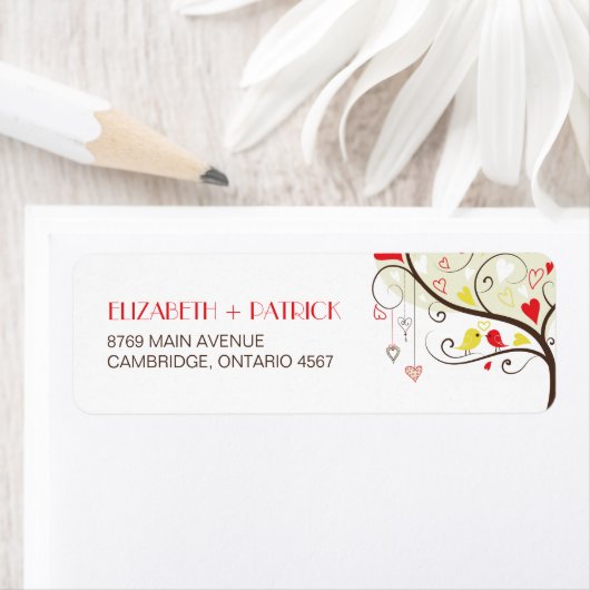 赤と黄色のロベバ結婚スの住所 シール (インサイチュ)