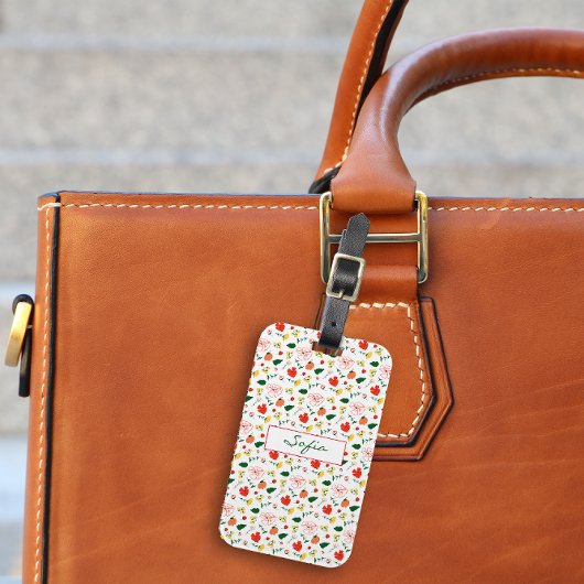 赤と黄色のワイルドフラワーパターンラゲージタグ ラゲッジタグ