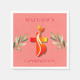 赤と黄色の十字と鳩の確認 スタンダードカクテルナプキン