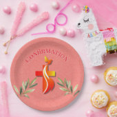 赤と黄色の十字と鳩の確認 ペーパープレート (パーティー)