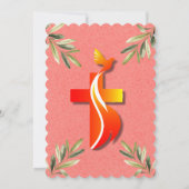 赤と黄色の十字と鳩の確認 招待状 (裏面)