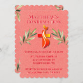 赤と黄色の十字と鳩の確認 招待状 (正面/裏面)