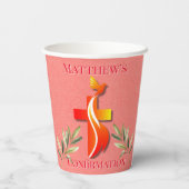 赤と黄色の十字と鳩の確認 紙コップ (裏面)