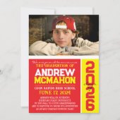 赤と黄色の卒業写真のお知らせ 招待状 (正面)