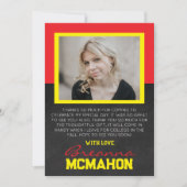 赤と黄色の卒業写真サンキューカード 招待状 (正面)