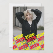 赤と黄色の卒業写真サンキューカード 招待状 (裏面)