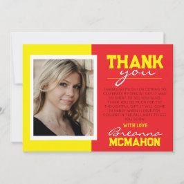 赤と黄色の卒業写真サンキューカード 招待状