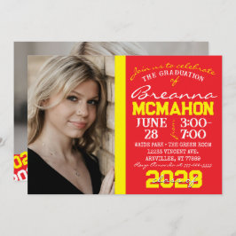 赤と黄色の卒業式2フォト招待状 招待状