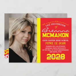 赤と黄色の卒業式2写真のお知らせ 招待状