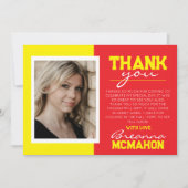 赤と黄色の卒業式2写真サンキューカード 招待状 (正面)