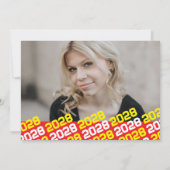 赤と黄色の卒業式2写真サンキューカード 招待状 (裏面)