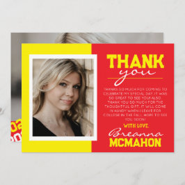 赤と黄色の卒業式2写真サンキューカード 招待状