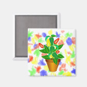 赤と黄色の唐辛子のポット マグネット (正面/裏面)