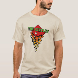 赤と黄色の四角形と緑の円のテキスト Tシャツ