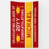 赤と黄色の学校のカラー卒業 横断幕 (縦)