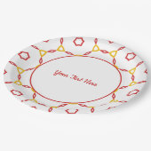 赤と黄色の幾何学的パターン ペーパープレート (アングル)