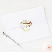 赤と黄色の愛の鳥ありがとうステッカー ラウンドシール (封筒)