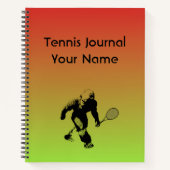 赤と黄色の文字を持つビッグフットのテニス選手 ノートブック (正面)