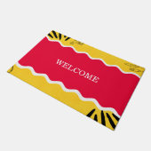 赤と黄色の歓迎 ドアマット (アングル)
