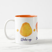 赤と黄色の水の色の貝殻マグカップ ツートーンマグカップ (左)