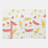 赤と黄色の水色のスイカのパターン キッチンタオル (横)