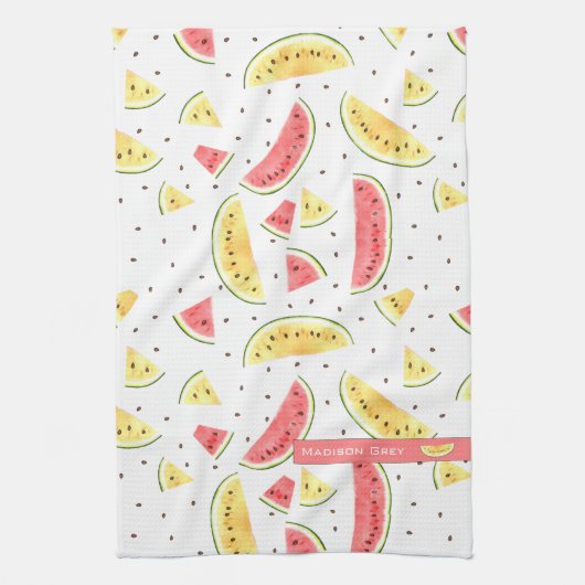 赤と黄色の水色のスイカのパターン キッチンタオル (縦)
