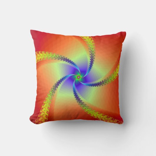 赤と黄色の渦 クッション (正面)