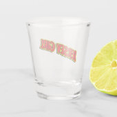 赤と黄色の漫画ジャージーガール ショットグラス (裏面)