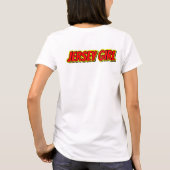 赤と黄色の漫画ジャージーガール Tシャツ (裏面)