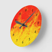 赤と黄色の炎 ラウンド壁時計 (傾斜)